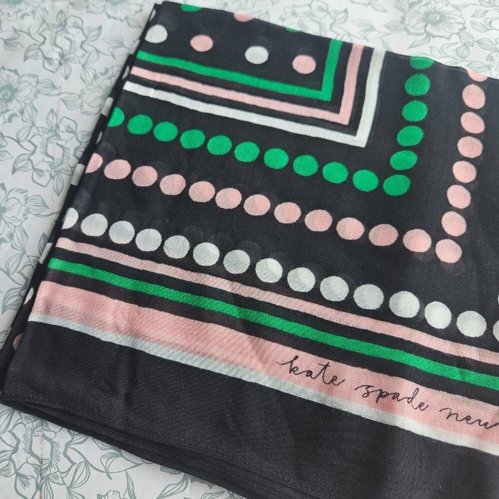NWT Kate Spade New York Dot & Stripe Silk Scarf - Picture 4 of 5
